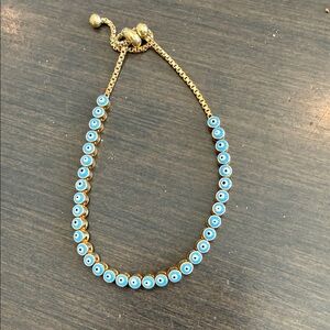Gold and Blue Evil Eye Bracelet